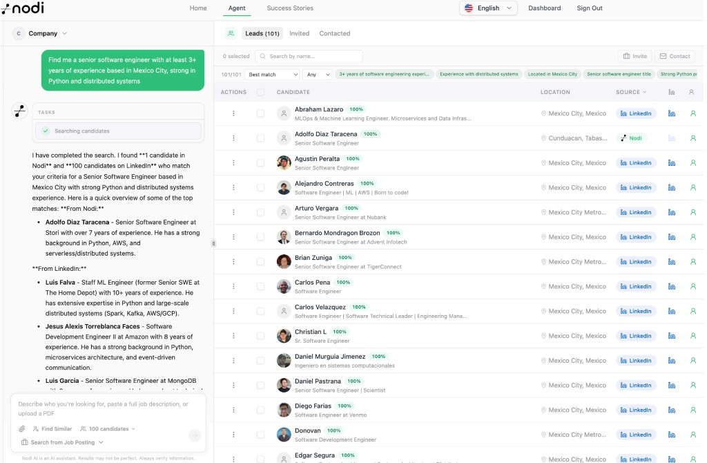 Nodi AI Agent search results