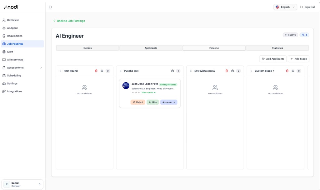Nodi pipeline kanban view